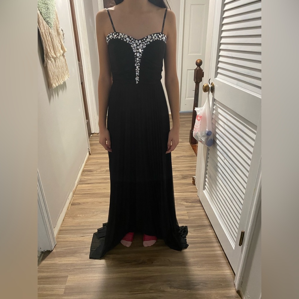 NWOT Speechless black strapless pleated prom maxi dress 7